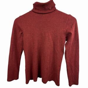 We Norwegians Brick Red 100% Merino Wool Turtleneck Sweater Size S Small